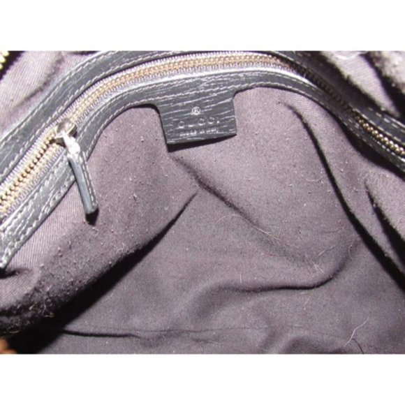 Gucci Vintage Black HOBO Large G Logo Canvas And Black Leather - Picture 5 of 12
